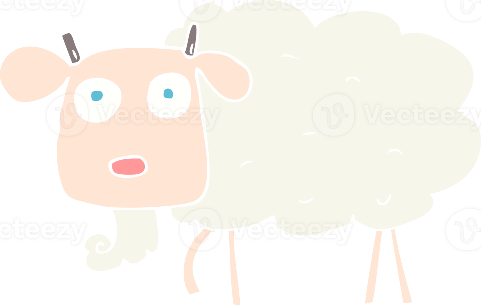 flat color illustration of a cartoon goat png