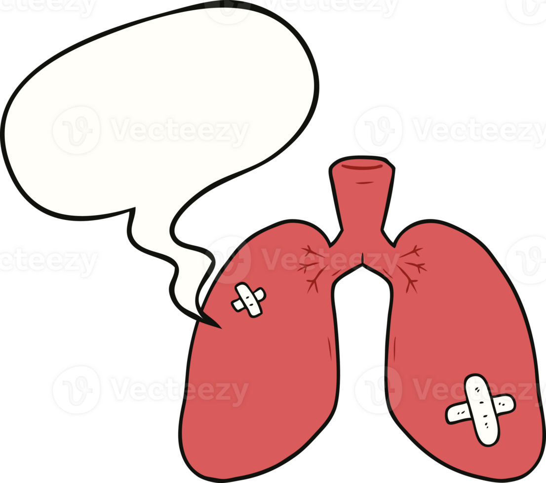 cartoon repaired lungs and speech bubble png
