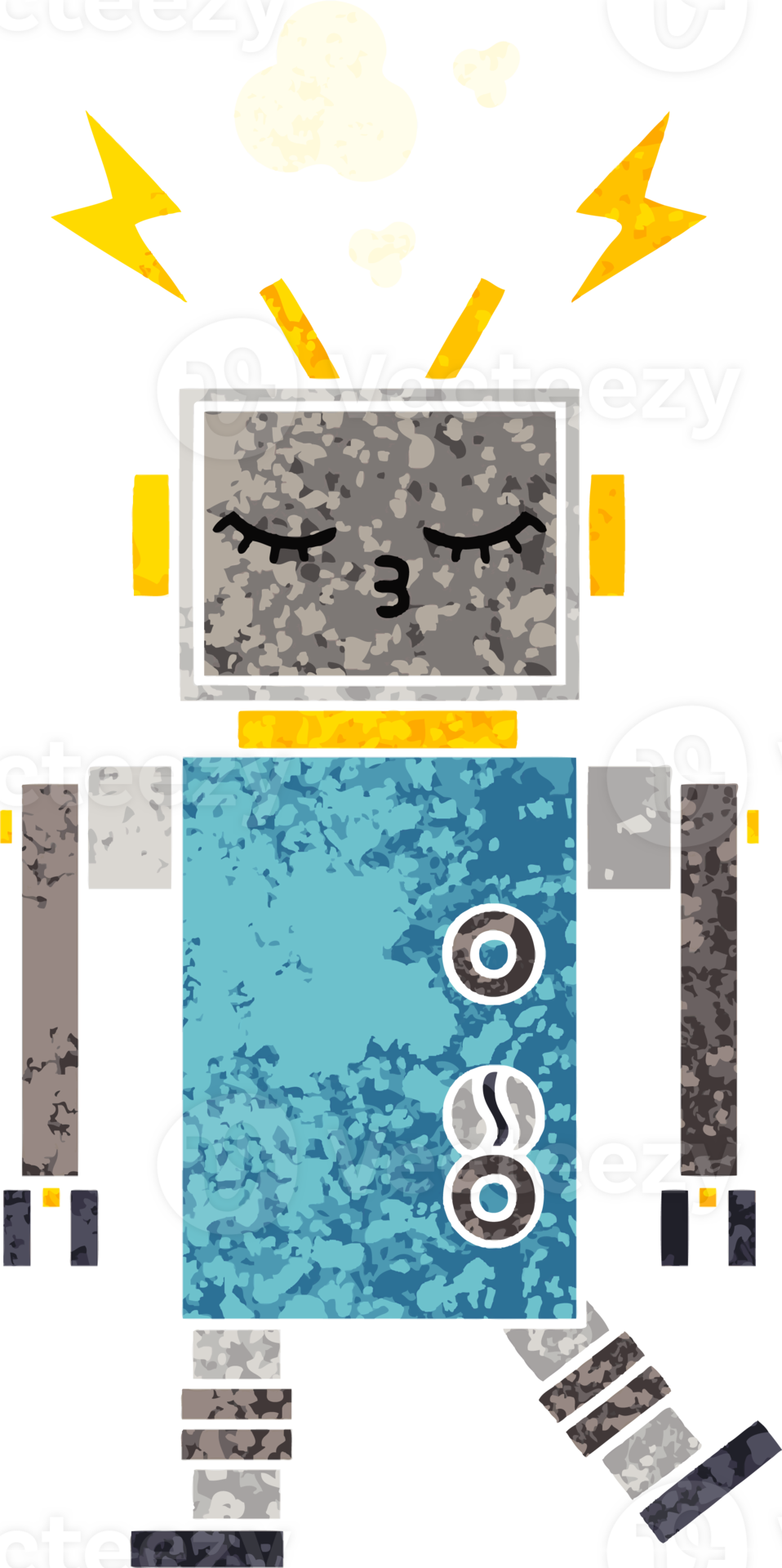 retro illustration style cartoon malfunctioning robot 44957652 PNG