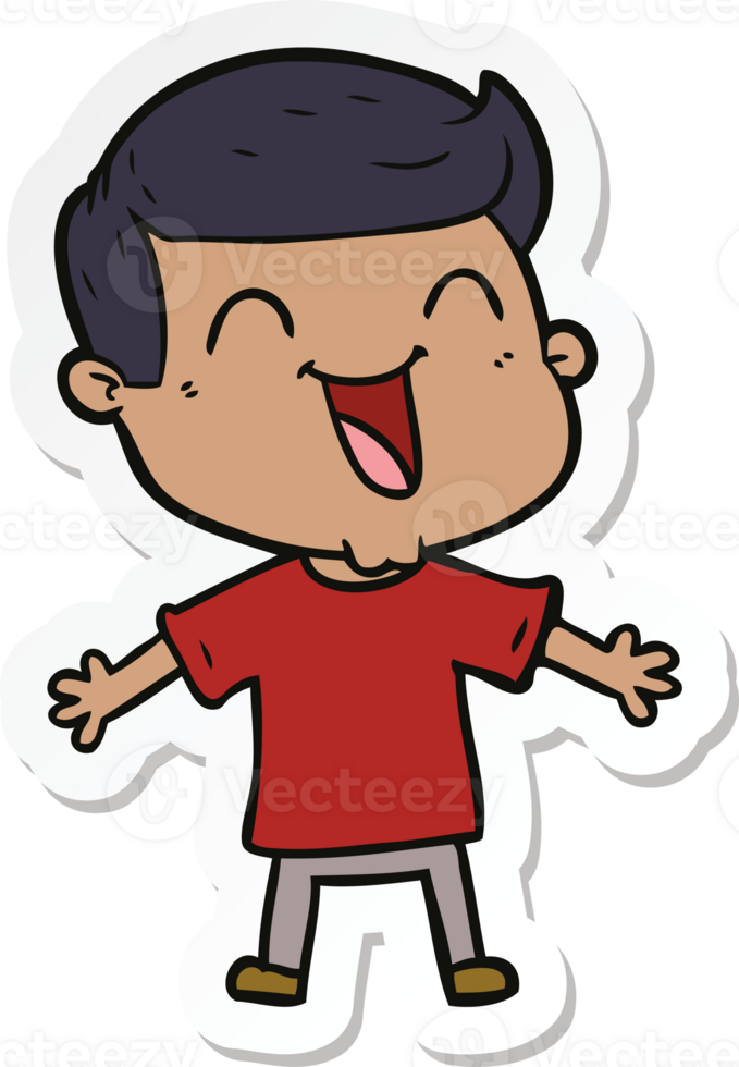 sticker of a cartoon happy man png