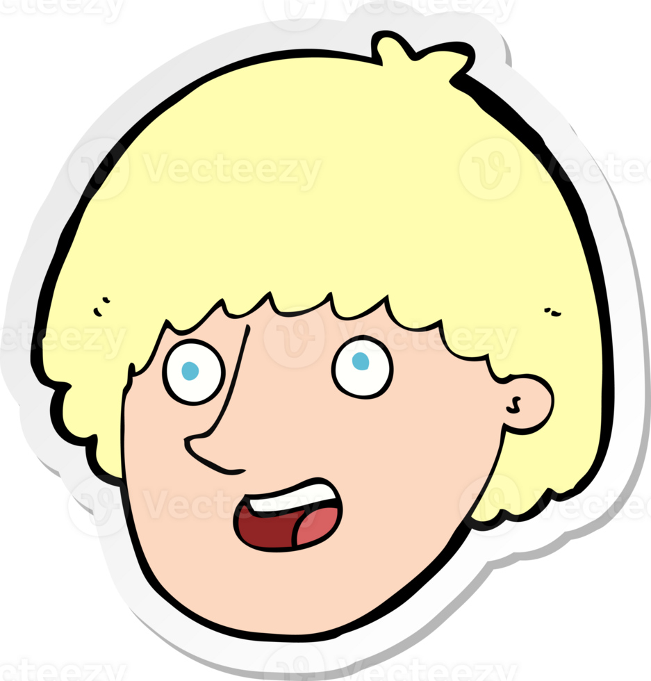 sticker of a cartoon happy male face png
