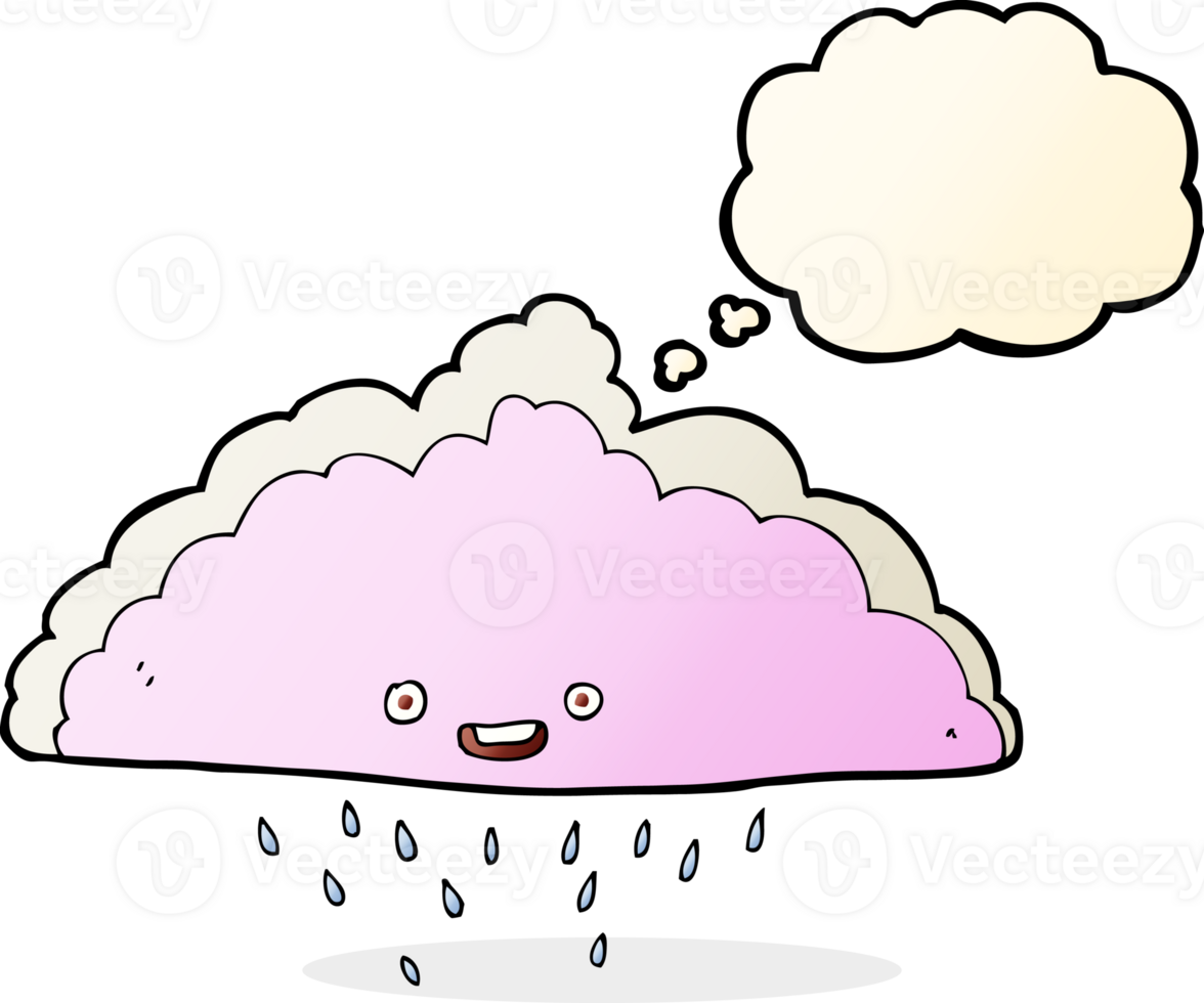 cartoon rain cloud with thought bubble png