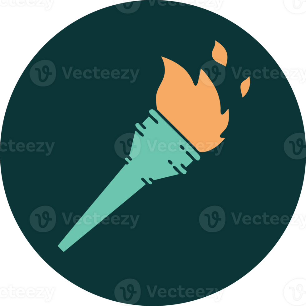 tattoo style icon of a lit torch png