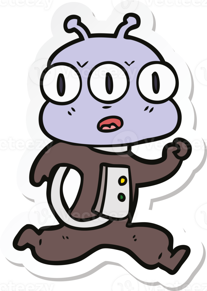 sticker of a cartoon three eyed alien png