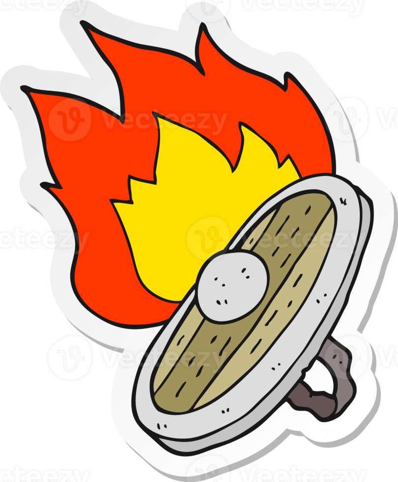 sticker of a cartoon shield burning png