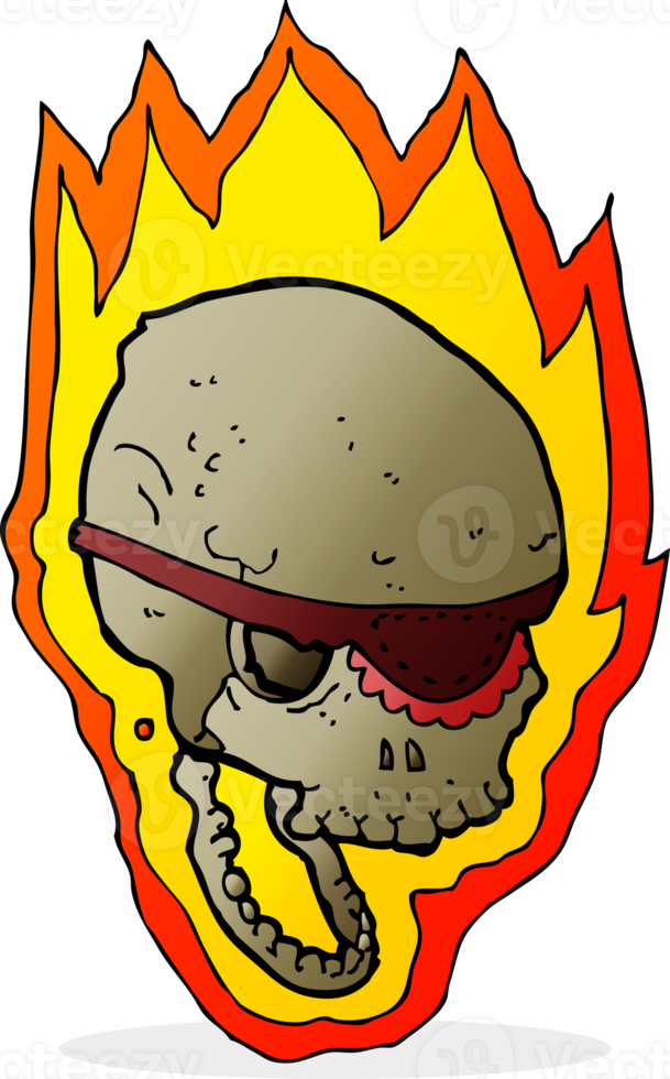 cartoon flaming pirate skull png