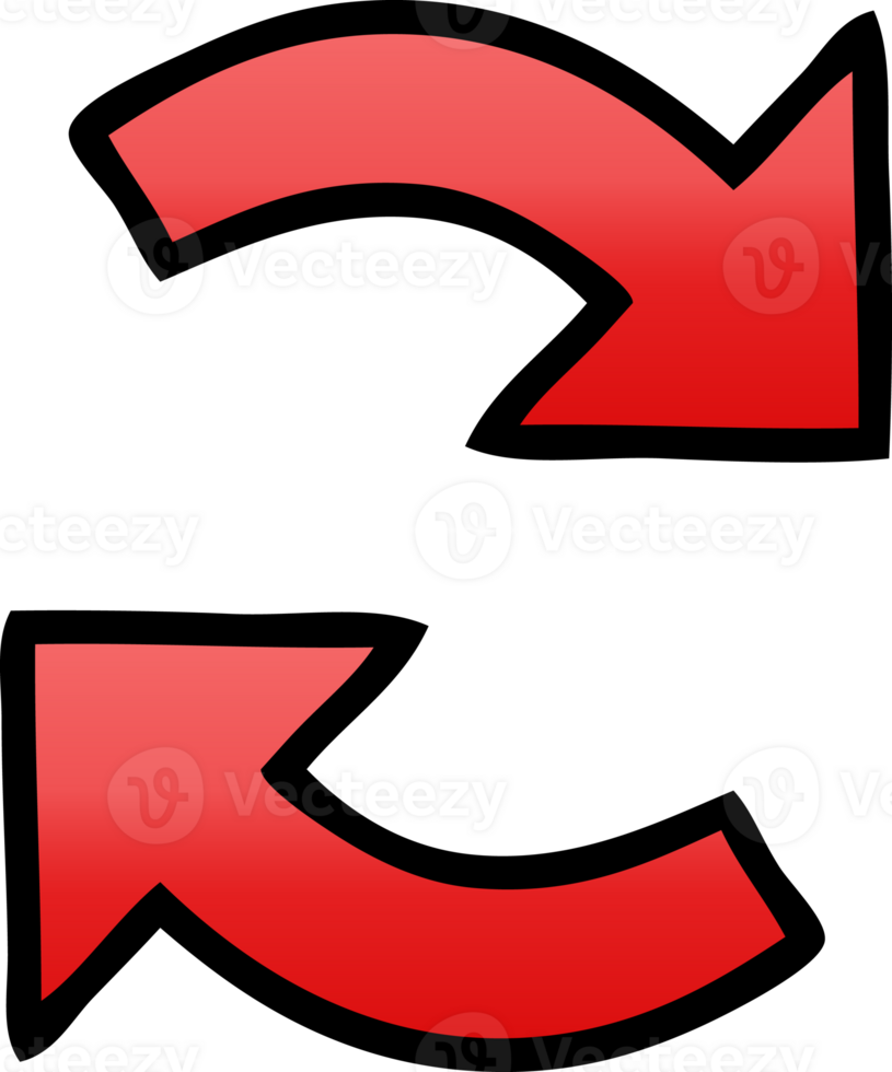 gradient shaded cartoon directional arrow png