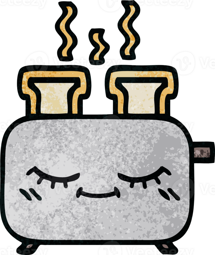 retro grunge texture cartoon of a toaster png