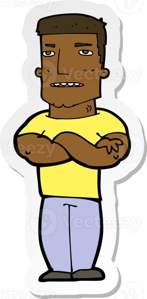 sticker of a cartoon tough guy with folded arms png