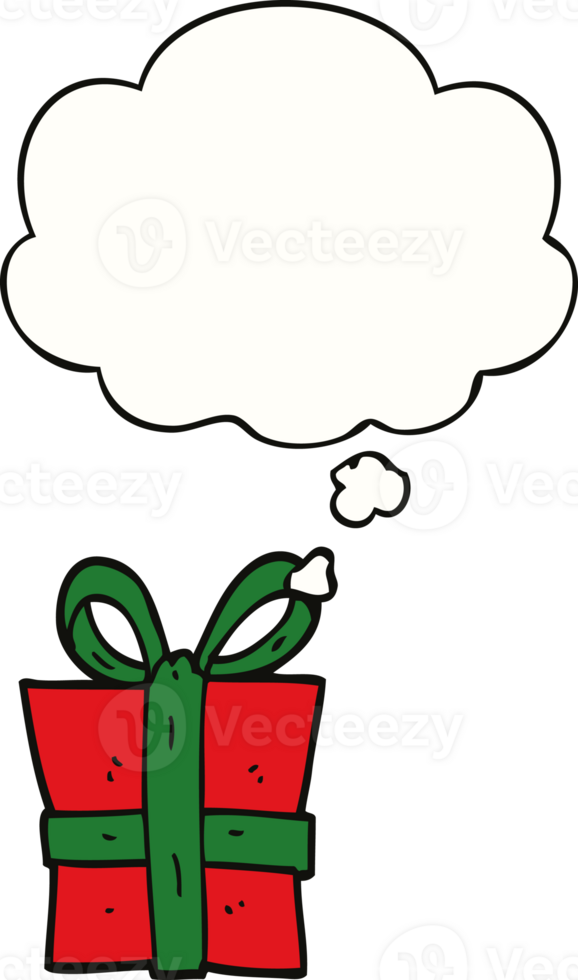cartoon gift and thought bubble png