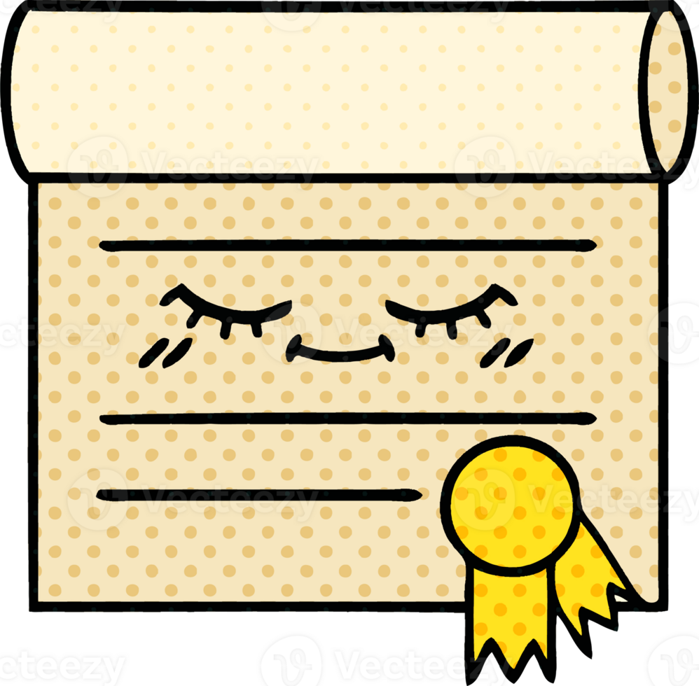 comic book style cartoon certificate png