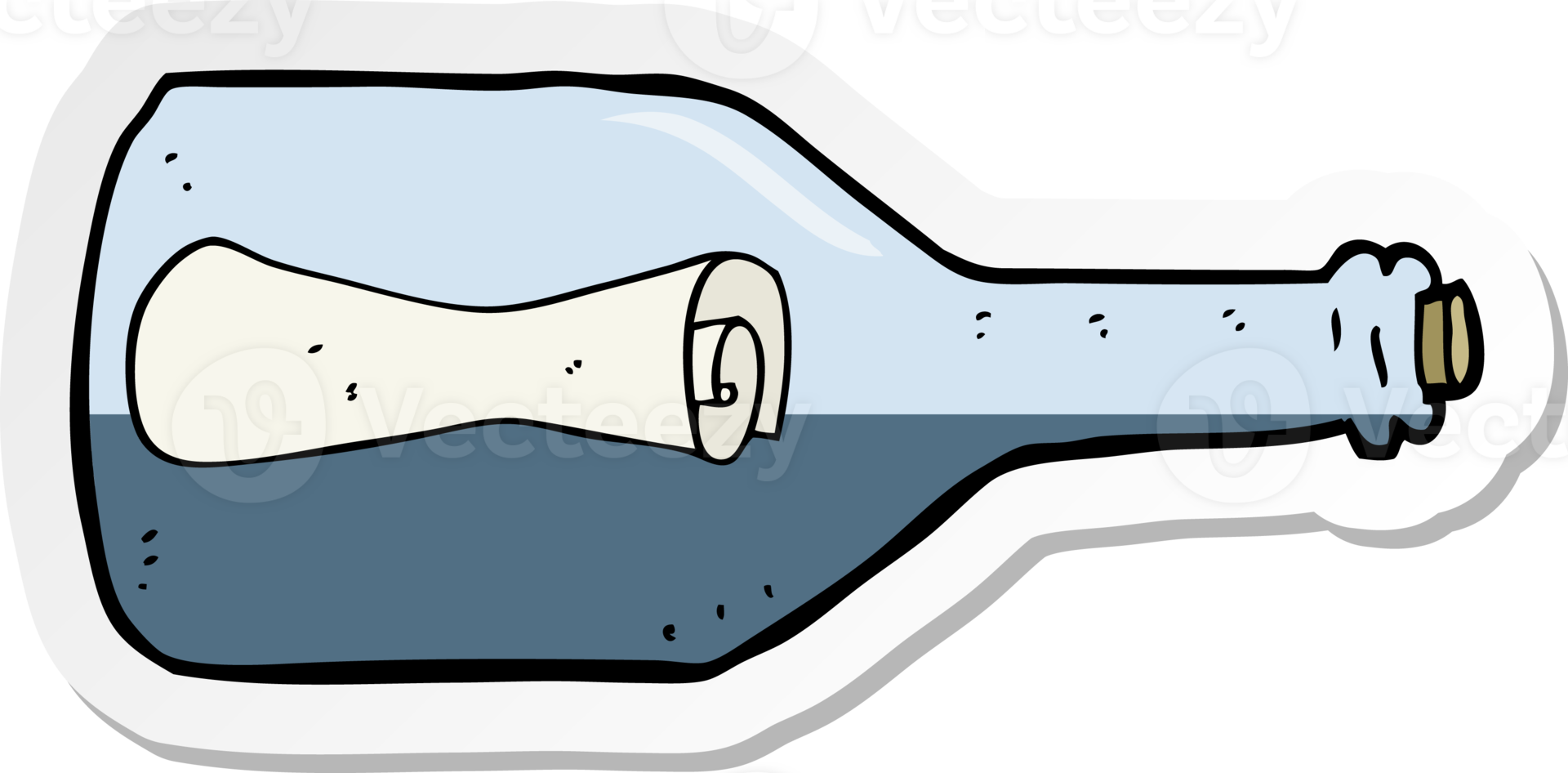 sticker of a message in a bottle cartoon png