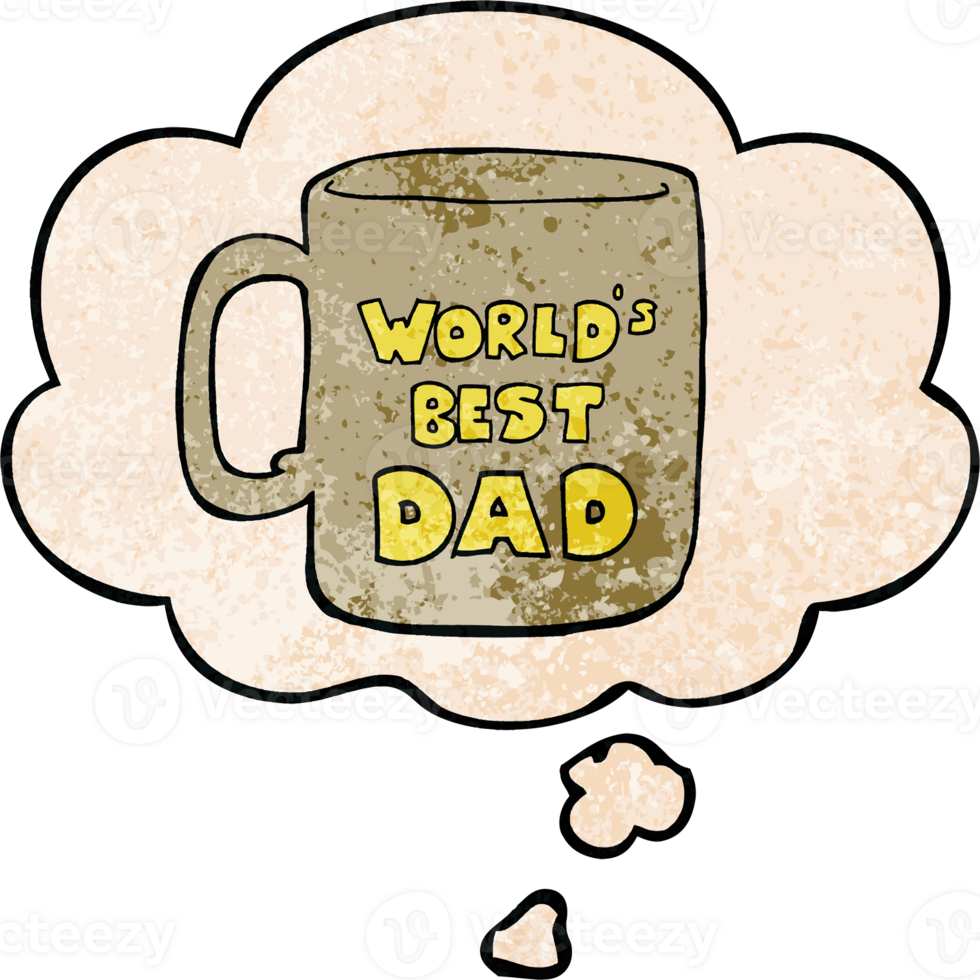 worlds best dad mug and thought bubble in grunge texture pattern style png