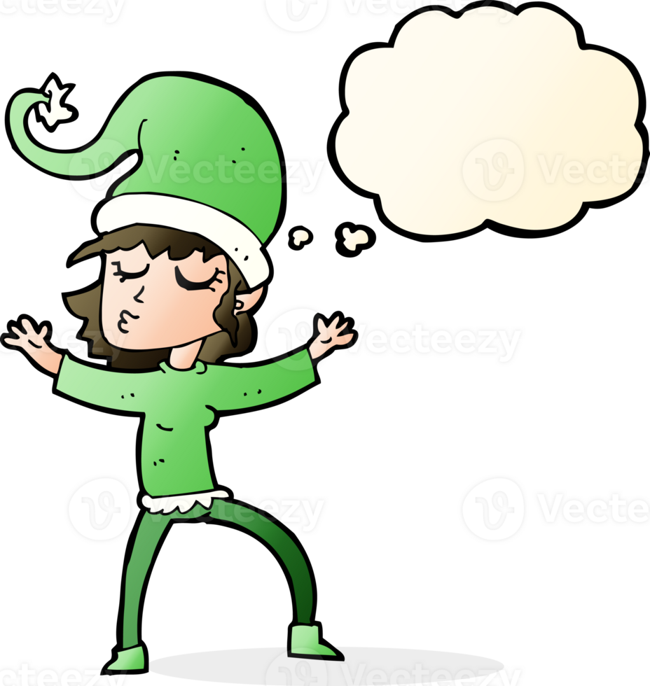 santa's helper cartoon with thought bubble png