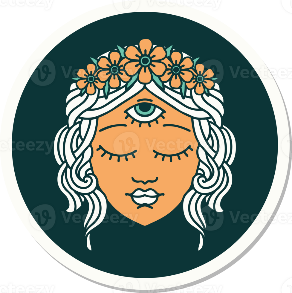 tattoo style sticker of female face png