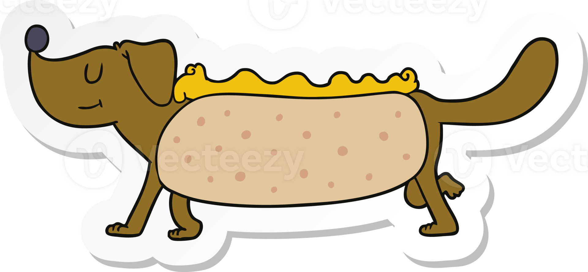 sticker of a cartoon hotdog png