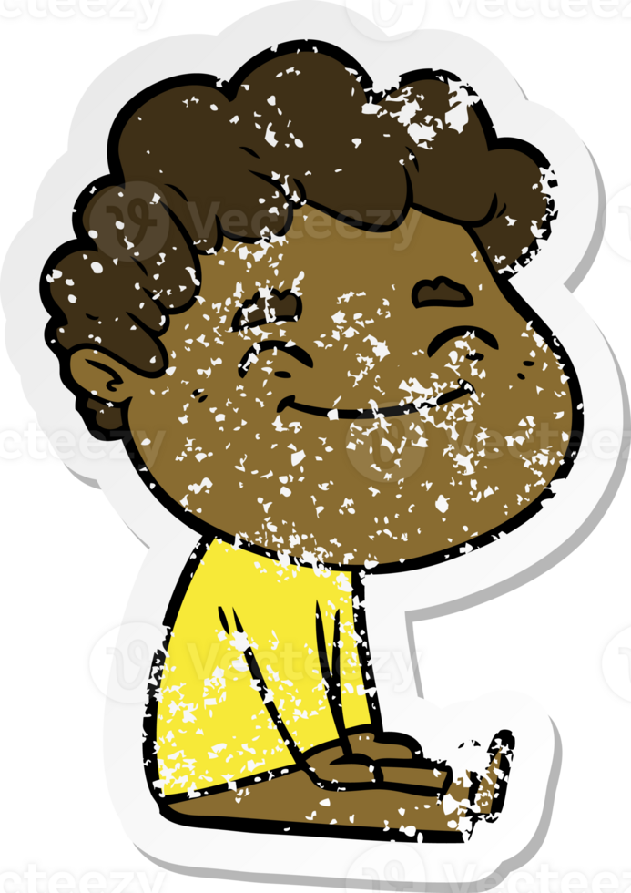 distressed sticker of a cartoon friendly man png