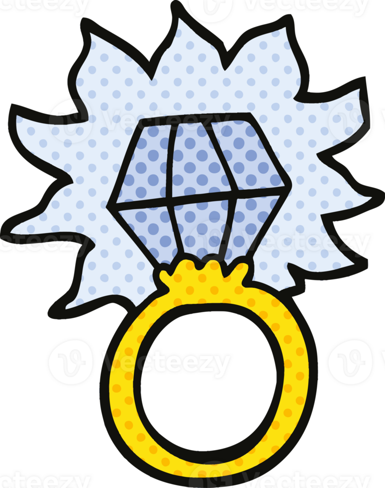 comic book style cartoon diamond ring png