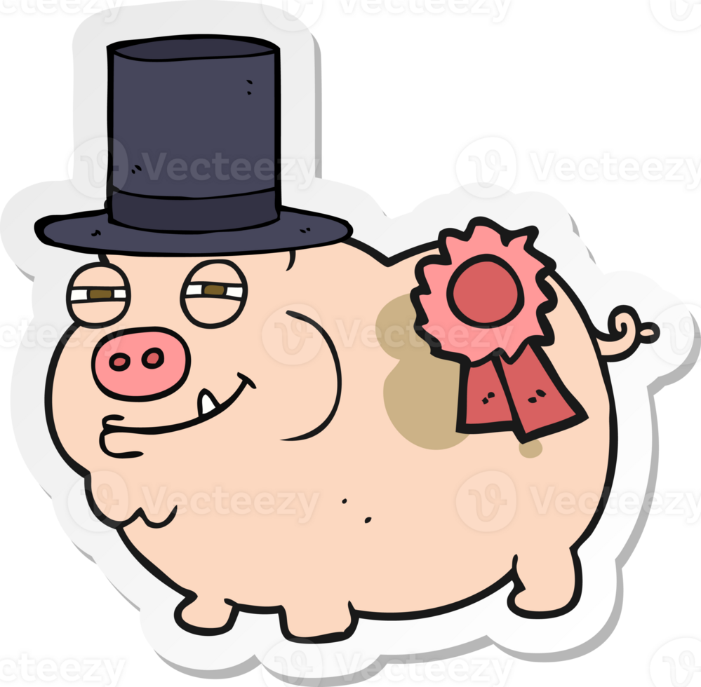sticker of a cartoon prize winning pig png