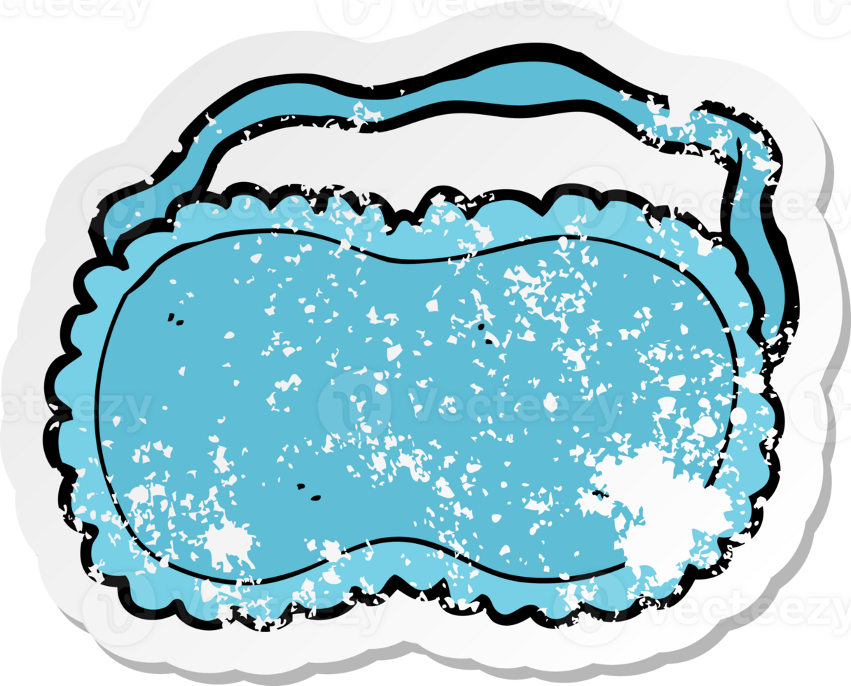 retro distressed sticker of a cartoon sleeping mask png