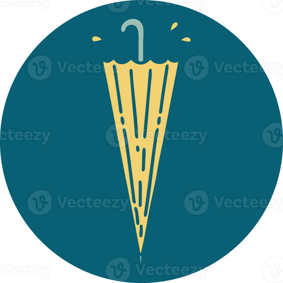 tattoo style icon of a closed umbrella png