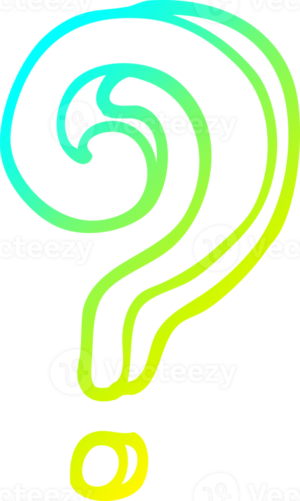 cold gradient line drawing cartoon question mark png