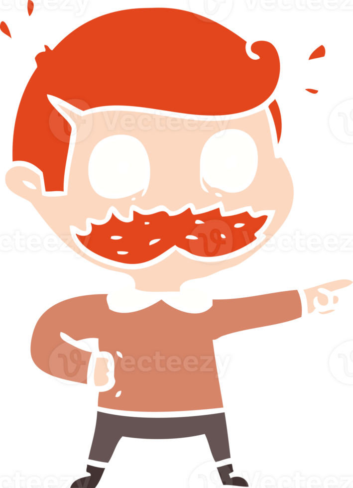 flat color style cartoon man with mustache shocked png
