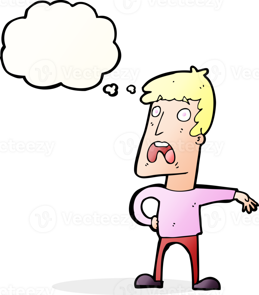 cartoon complaining man with thought bubble png