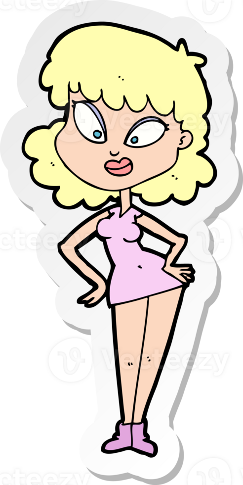 sticker of a cartoon woman with hands on hips png