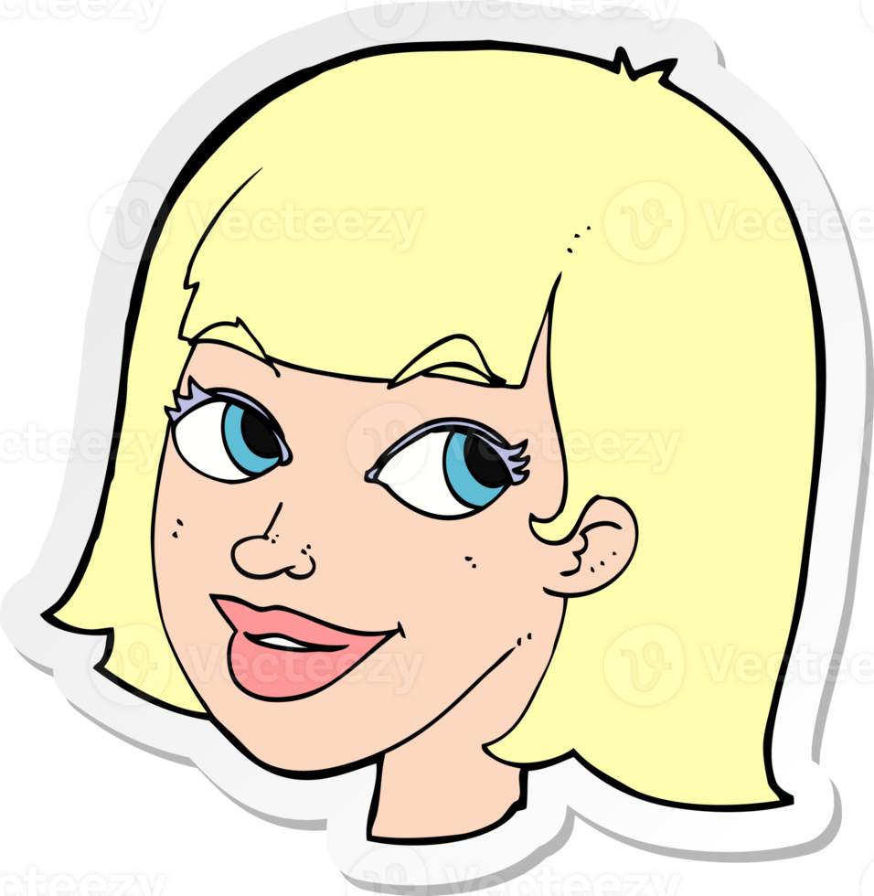 sticker of a cartoon happy female face png