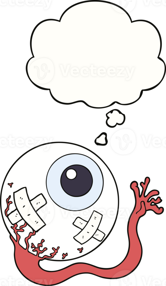 cartoon injured eyeball and thought bubble png
