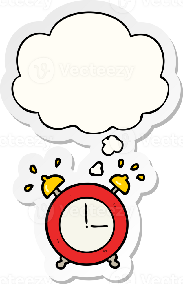 alarm clock and thought bubble as a printed sticker png