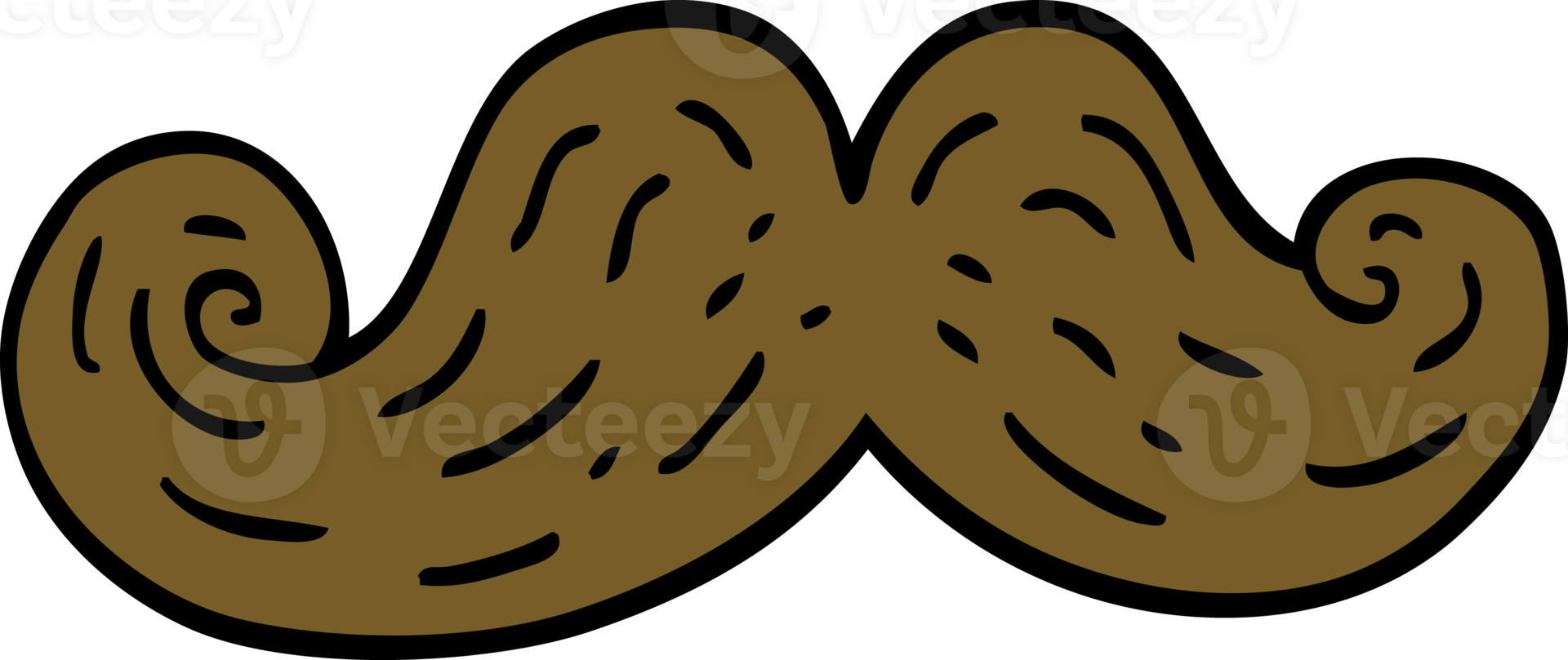 cartoon doodle curly mustache png