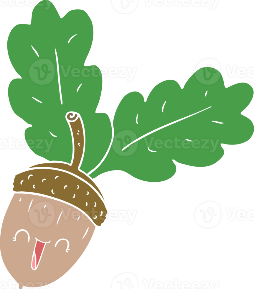 flat color style cartoon acorn png