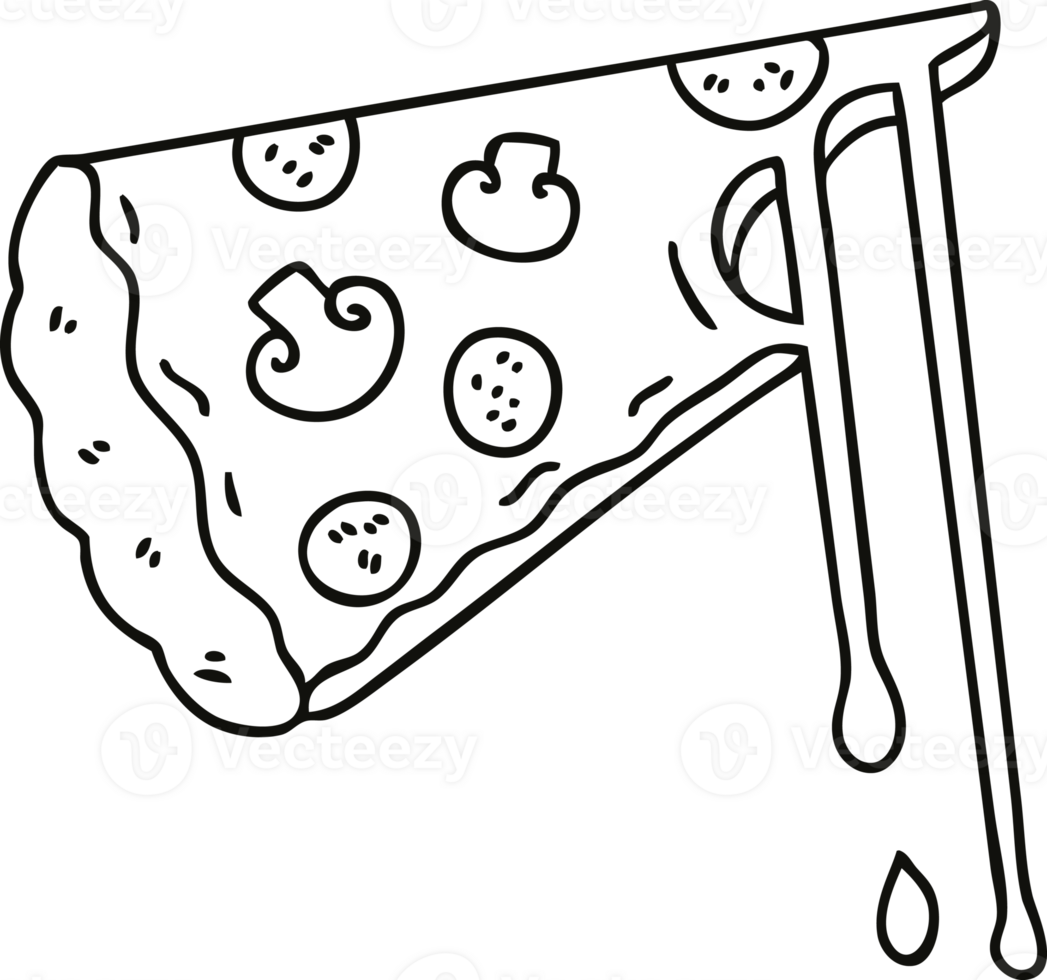 quirky line drawing cartoon cheesy pizza png
