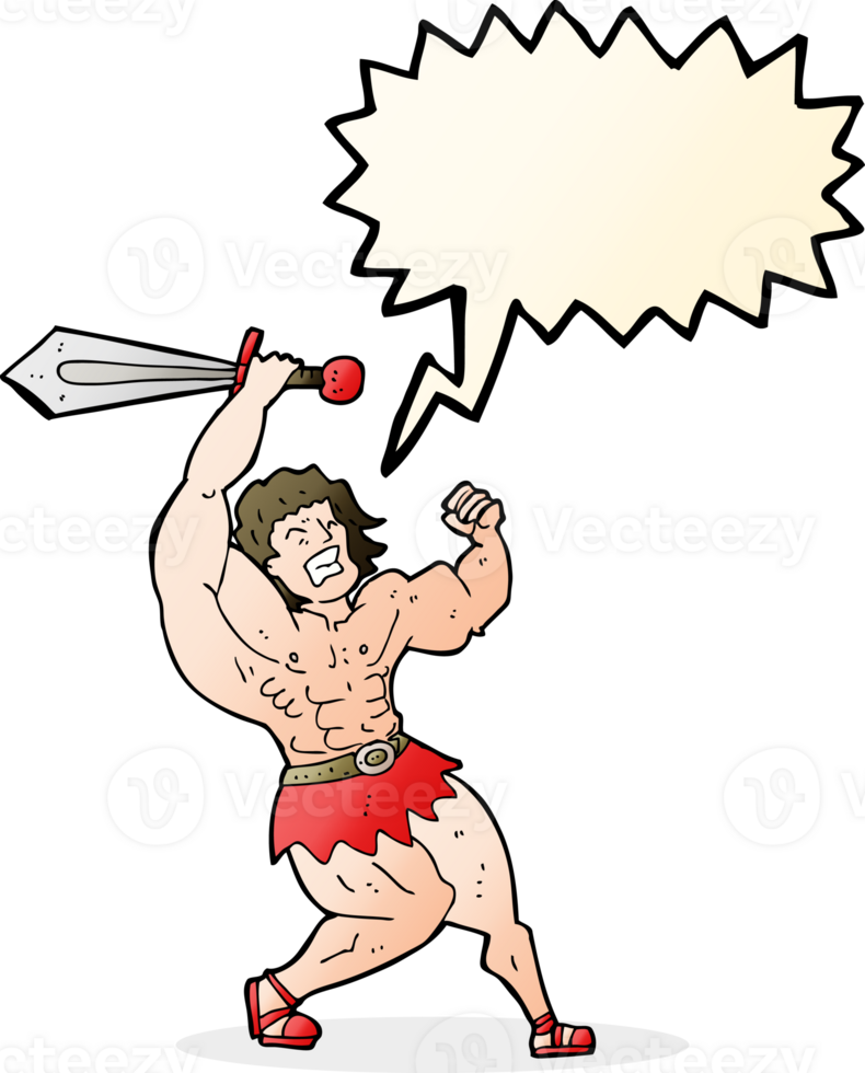 cartoon barbarian hero with speech bubble png