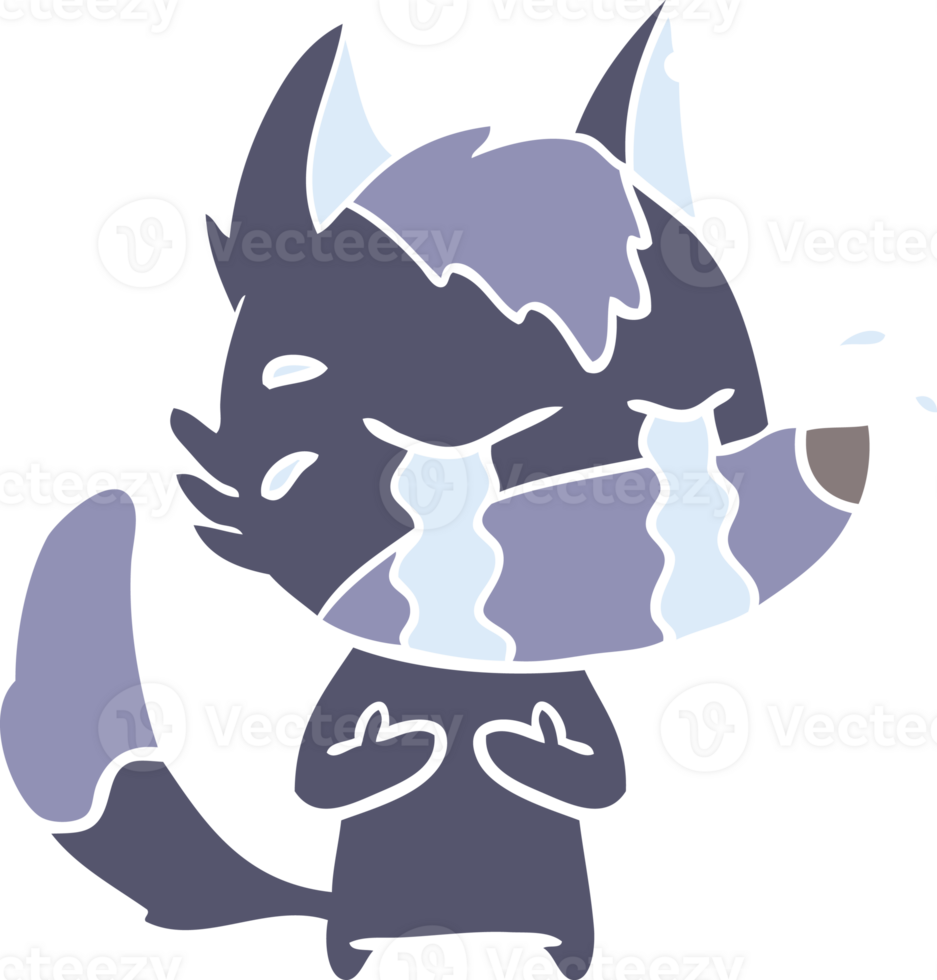 flat color style cartoon crying wolf png