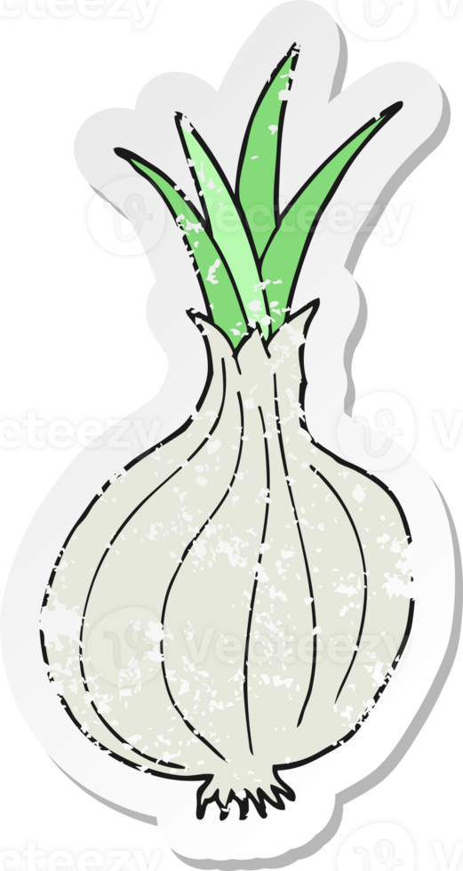 retro distressed sticker of a cartoon onion png