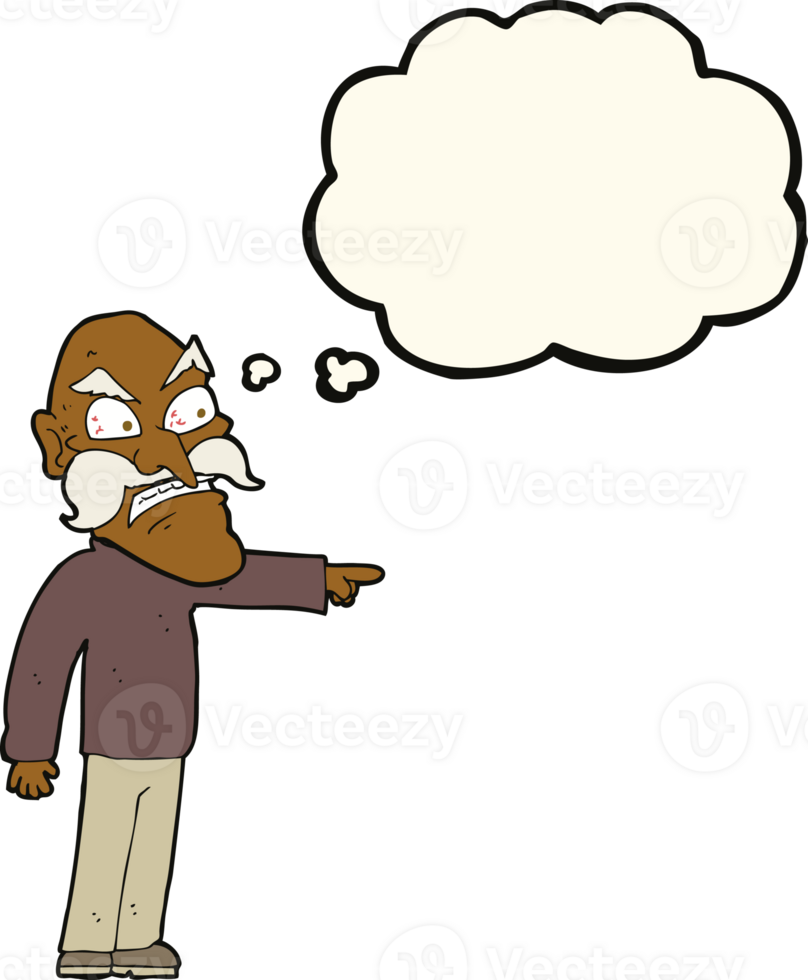 cartoon furious old man with thought bubble png