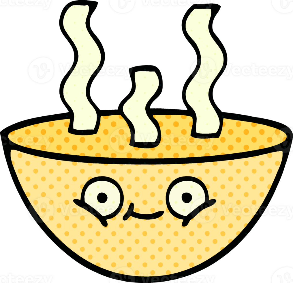 comic book style cartoon bowl of hot soup png