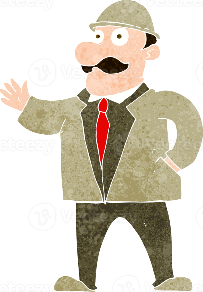 cartoon sensible business man in bowler hat png