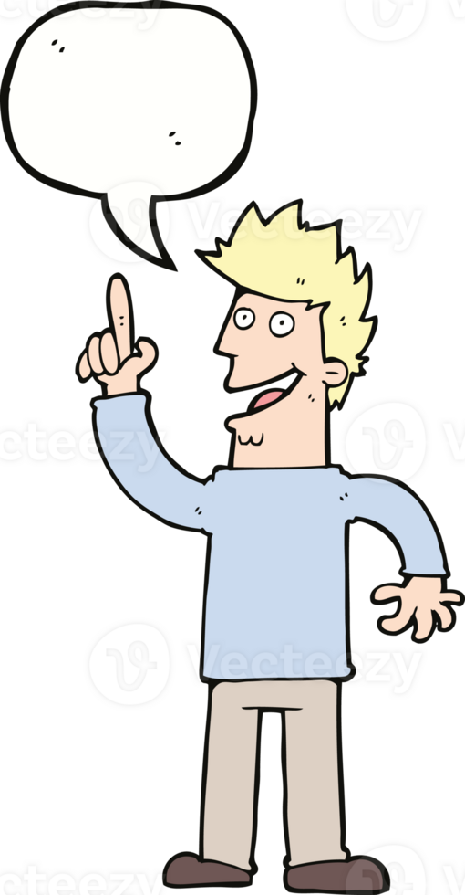 cartoon man with great new idea with speech bubble png
