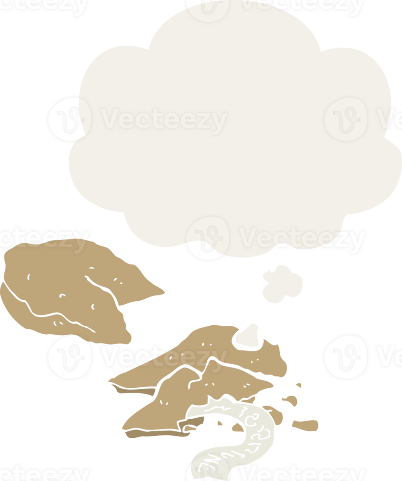 cartoon fortune cookies and thought bubble in retro style png