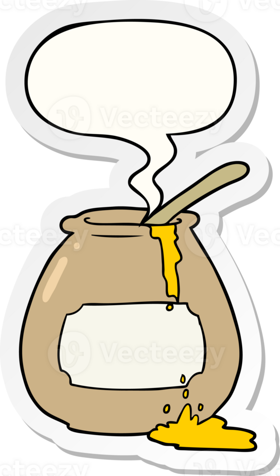 cartoon honey pot and speech bubble sticker png