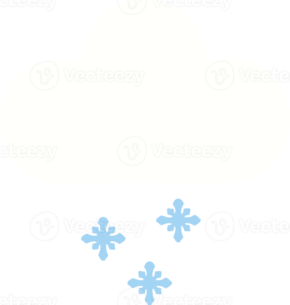 flat color retro cartoon snow cloud png