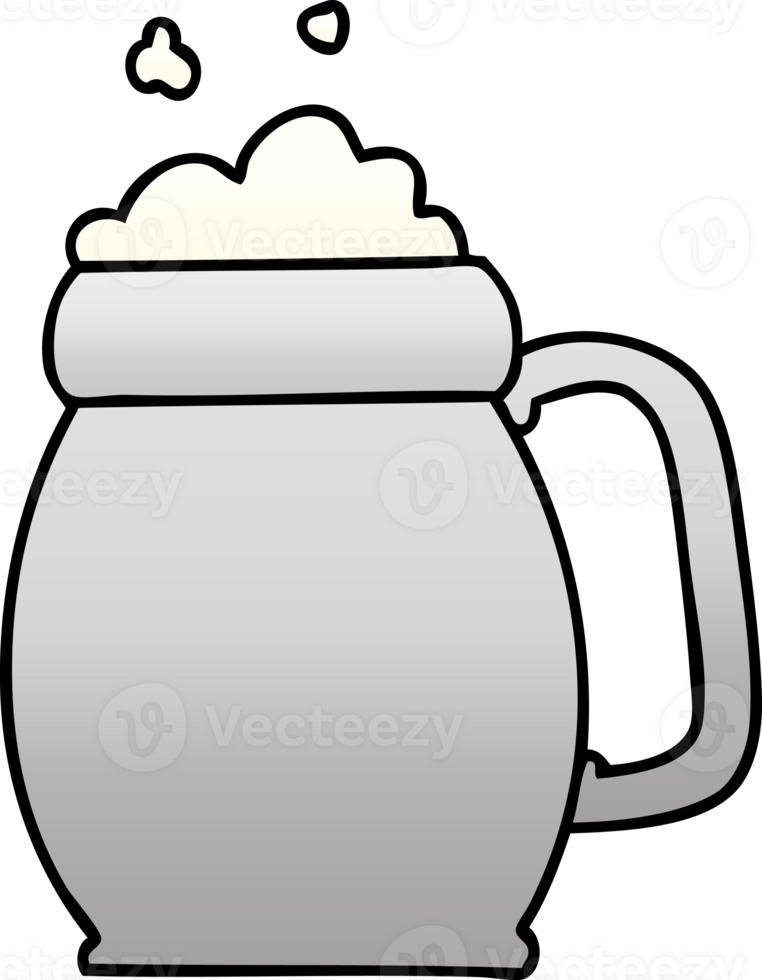 quirky gradient shaded cartoon pint of beer png