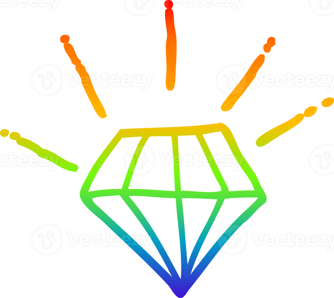 rainbow gradient line drawing cartoon tattoo diamond png
