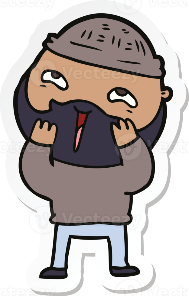 sticker of a cartoon happy bearded man png