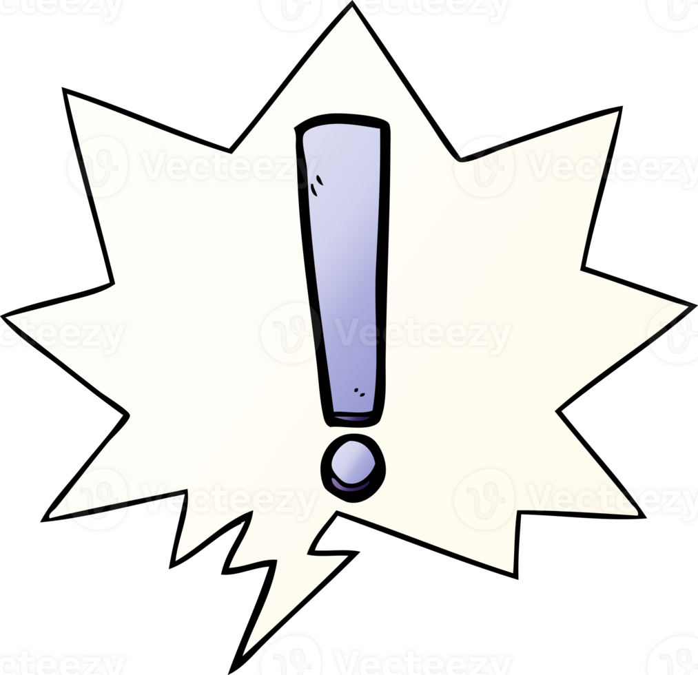 cartoon exclamation mark and speech bubble in smooth gradient style png
