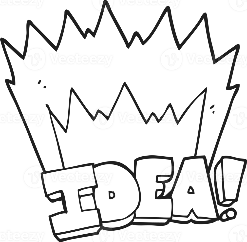 black and white cartoon idea symbol png